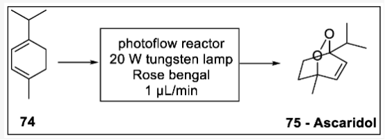 Scheme 22.ascaridol的合成：74 - L-萜品烯，75-殺螨醇。